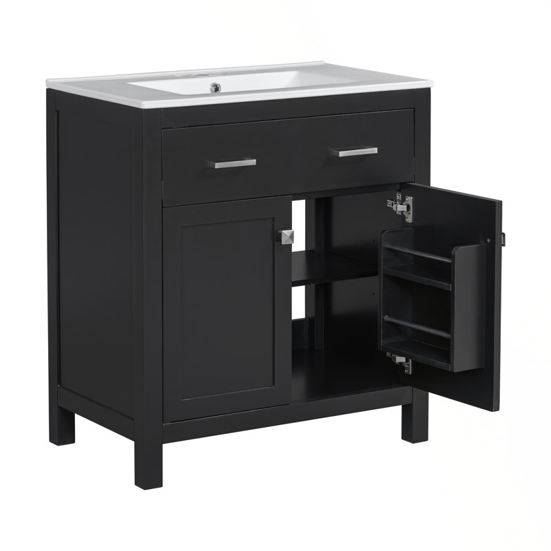 Ensemble de meuble-lavabo moderne avec caractéristiques avancées pour salles de bain spacieuses, Noir