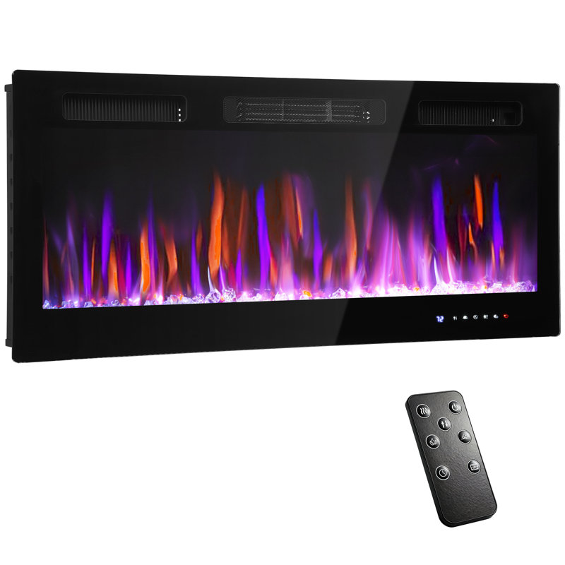 Belfry Heating Black Electric Fireplace, 47cm H x 106.7cm W x 9.4cm D 