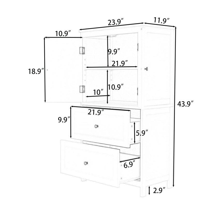 Armoire de rangement en bois pour salle de bain avec tablettes réglables et tiroirs de rangement, Blanc