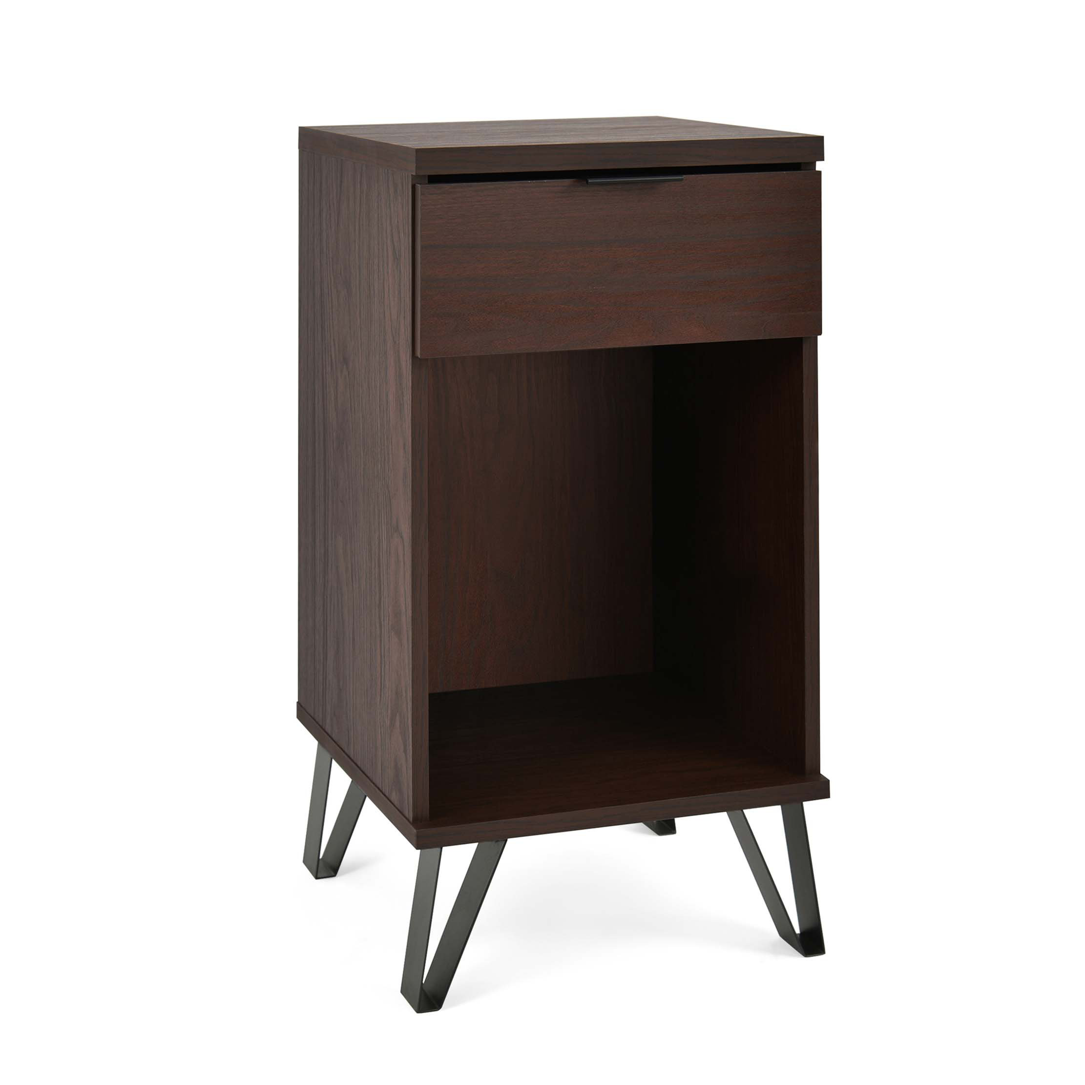 Ebern Designs Modern Industrial Nightstand With Ample Storage | Wayfair