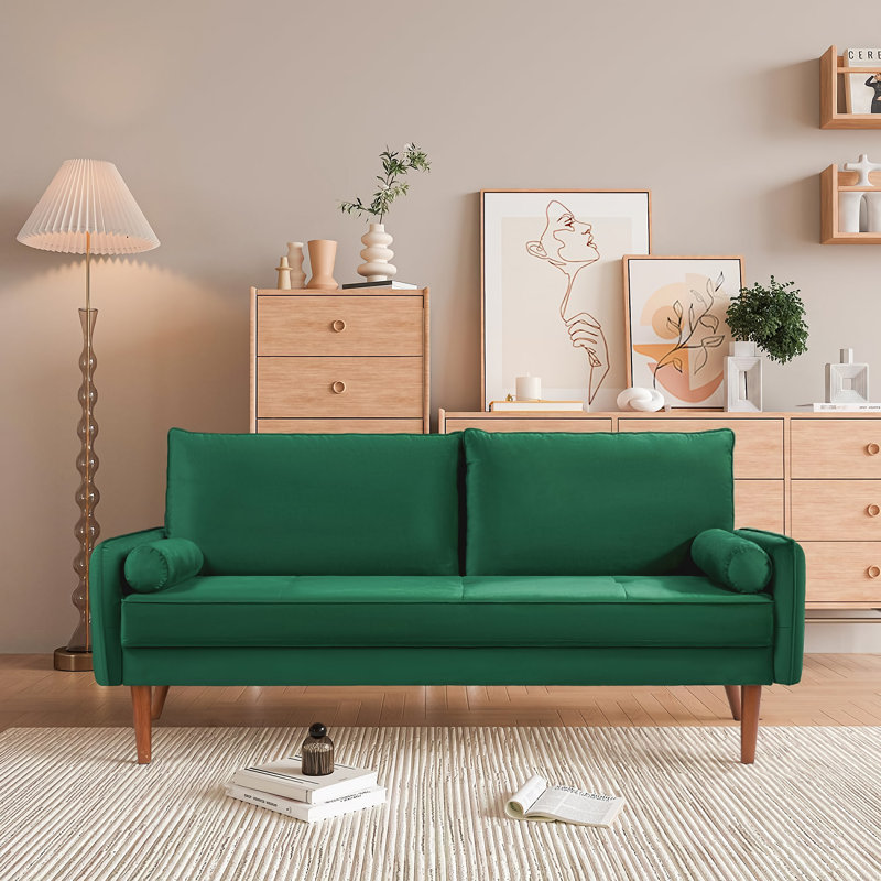 Canapé en velours Hefling 68,5 po, Velours vert