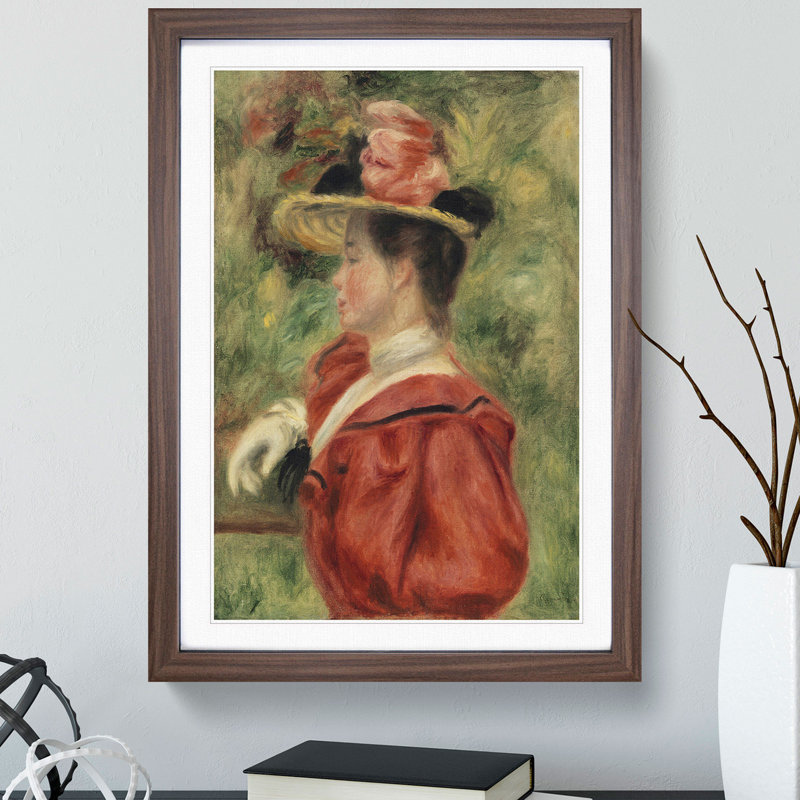 Woman with Glove by Pierre-Auguste Renoir - Picture Frame Painting, Walnut, 65cm H x 48cm W x 2cm D