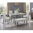 Dunsizer 6-Piece 60" Rectangular Gray Faux Marble Dining Set With 4 Upholstered Chairs & Bench, Gray Finish