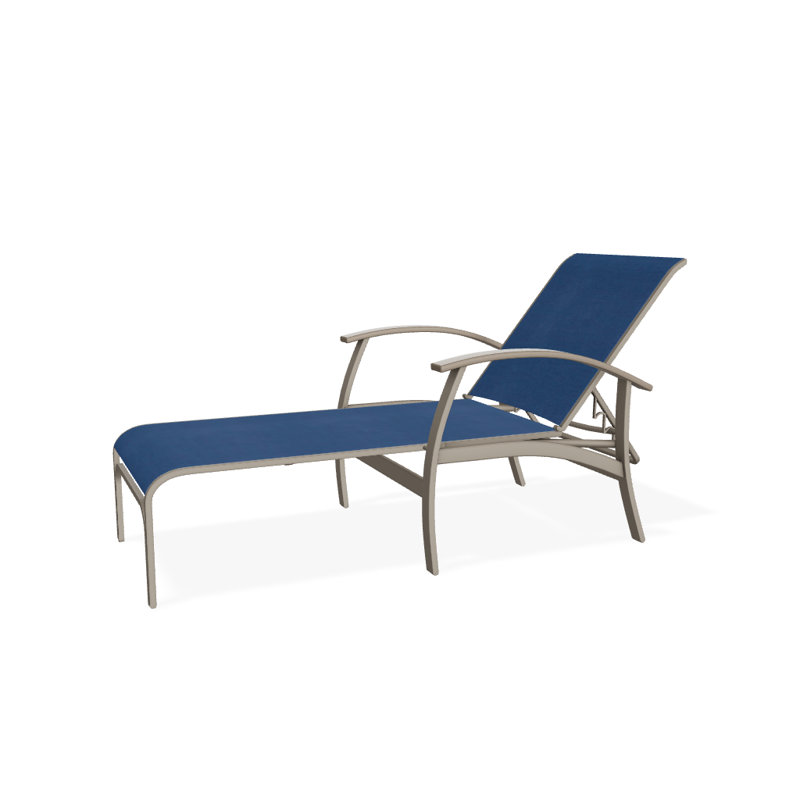 Belle Isle Outdoor Chaise Lounge, Cobalt 35D Sunbrella®, Desert P60, Textured Kona