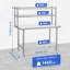 Table de travail 36 po x 24 po en acier inoxydable avec tablettes, table de travail commerciale robuste