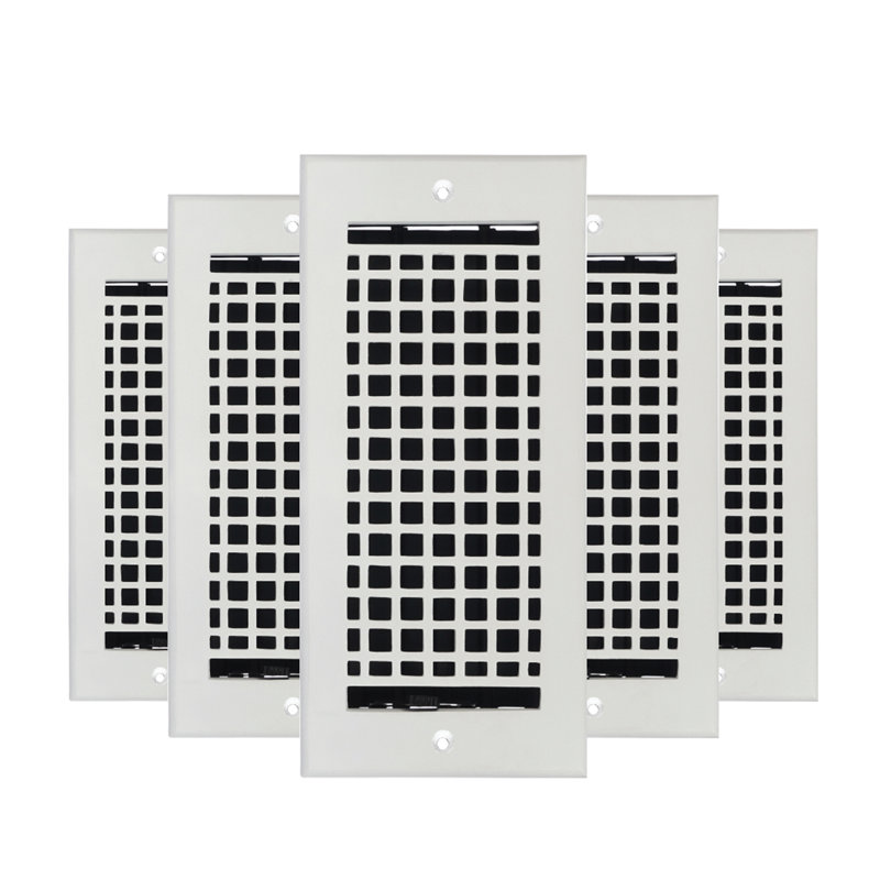 Paquet de 5 ouvertures de conduit d'air mosaïque 4 po x 10 po (total 5 1/2 po x 11 3/4 po), Blanc thermolaqué