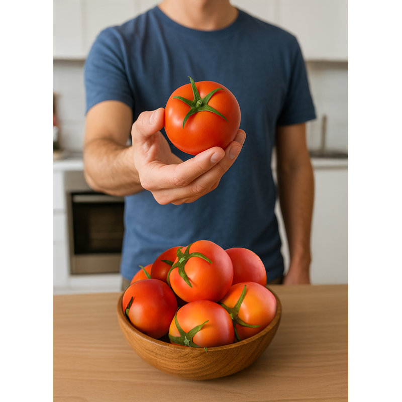  Faux tomates rouges - fruits décoratifs en plastique réalistes pour bols de cuisine, présentoirs et accessoires photo, 2,6 po de diamètre et 2,5 po de hauteur, paquet de 6