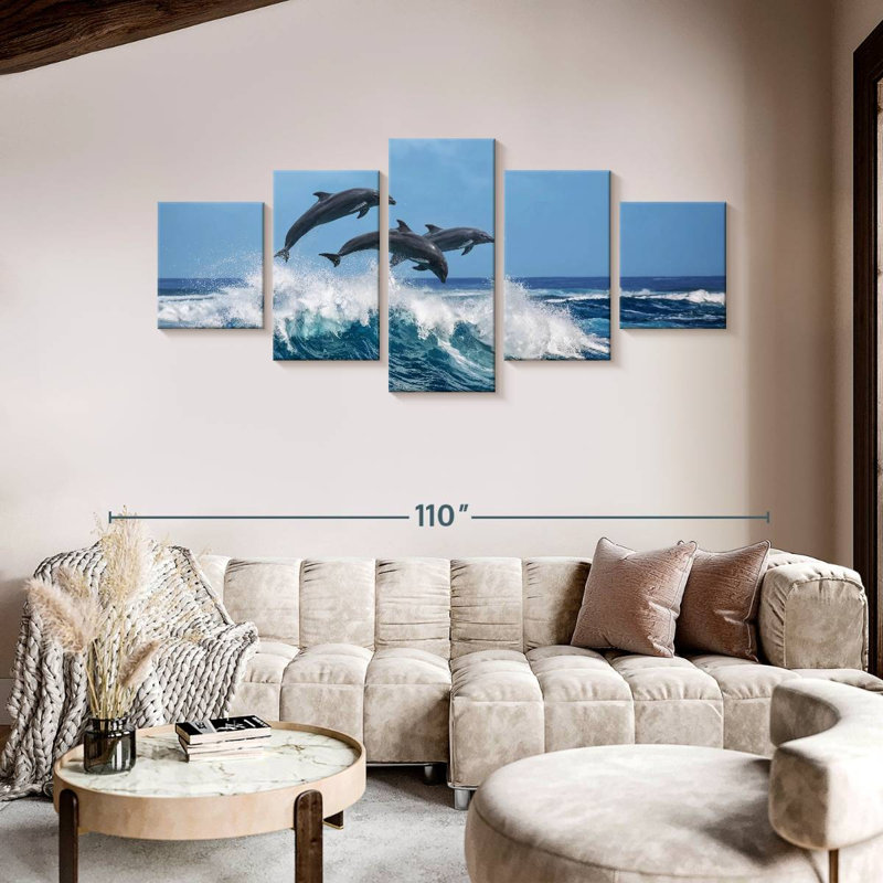 Jumping Dolphins In Hawaii, 42" H x 92" W