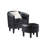 Anges Faux Leather Barrel Chair with Ottoman-954205183