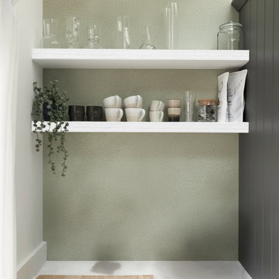Large White Wall-Mounted Shelving Unit (2-Piece Set), Suitable For Bathrooms, Kitchens, Living Rooms, And Bedrooms, With A Farmhouse Style, Combining Display And Storage Functions.