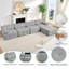 Canapé modulaire velours capitonné modulaire, gris clair-1119169397