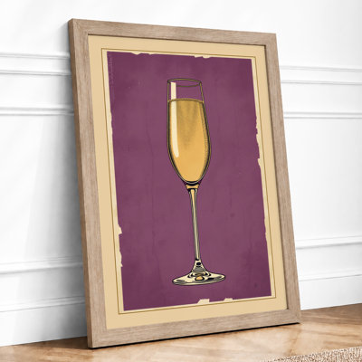 Golden Champagne Glass Mid-Century - Framed Print