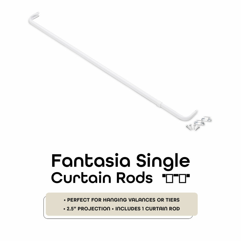 Tringle à rideaux simple réglable blanche Fantasia, 48" - 86"