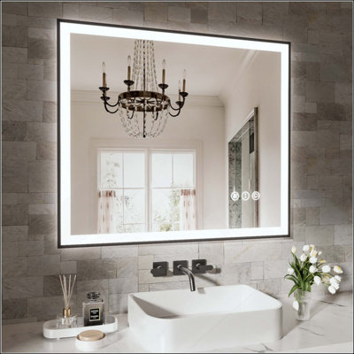 Miroir de salle de bain sans cadre à DEL, miroir intelligent