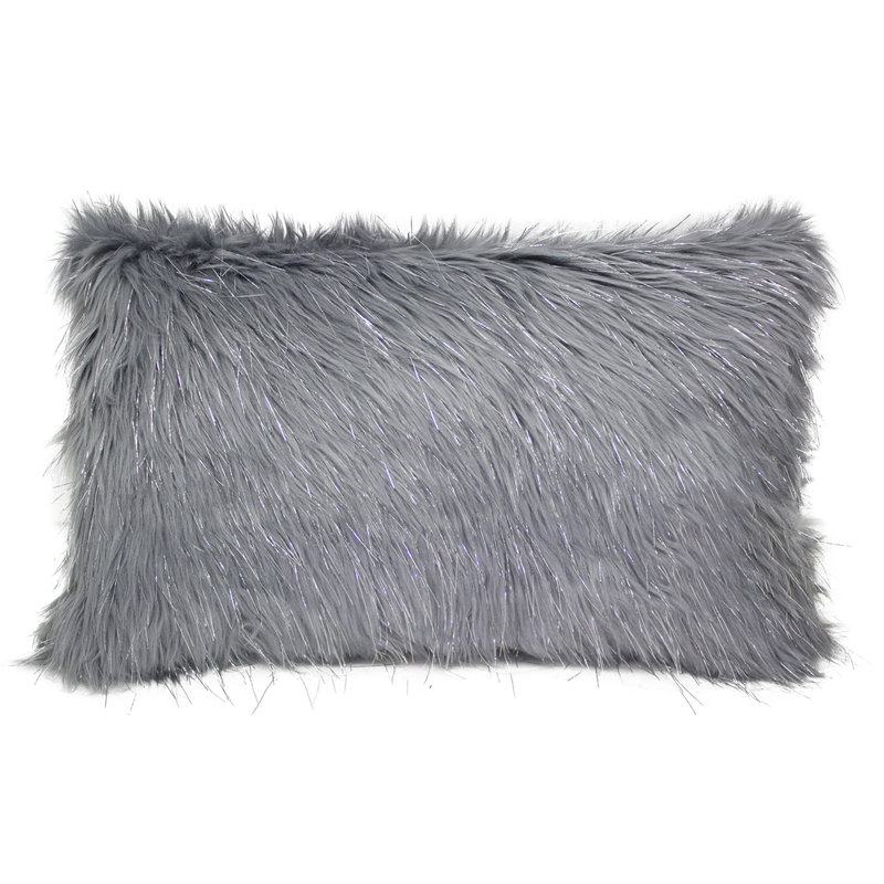Faux Fur Throw Pillow, Gray