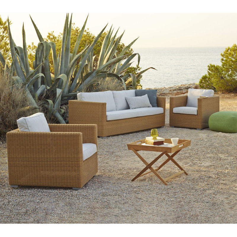 Chester Patio Chair with Cushions, Black, Natural
