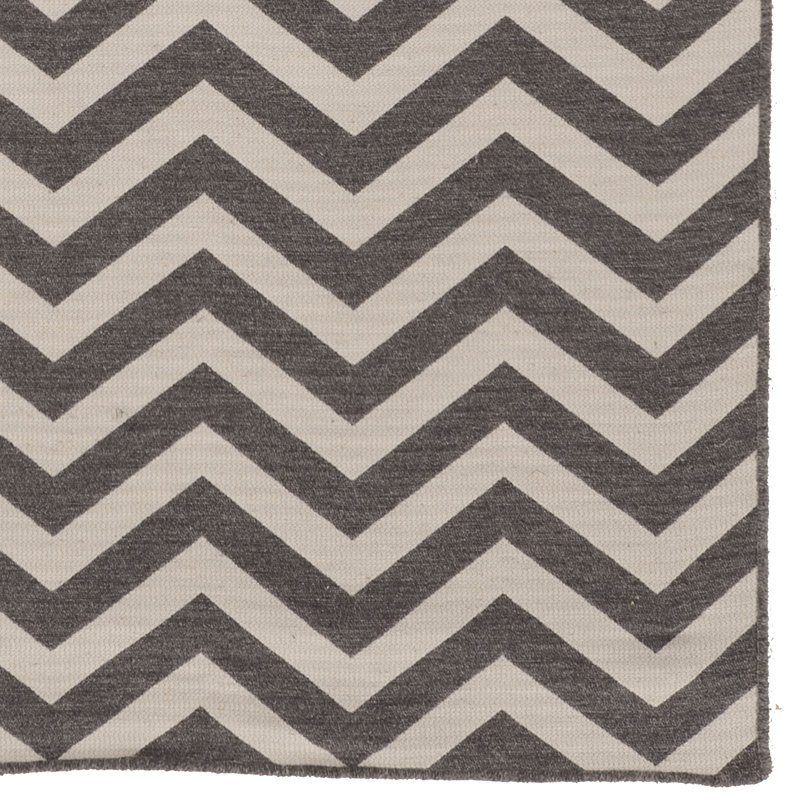 Tapis noir / brun en laine touffeté à la main 5 pi x 8 pi Peake, Rectangle de 5 pi x 8 pi