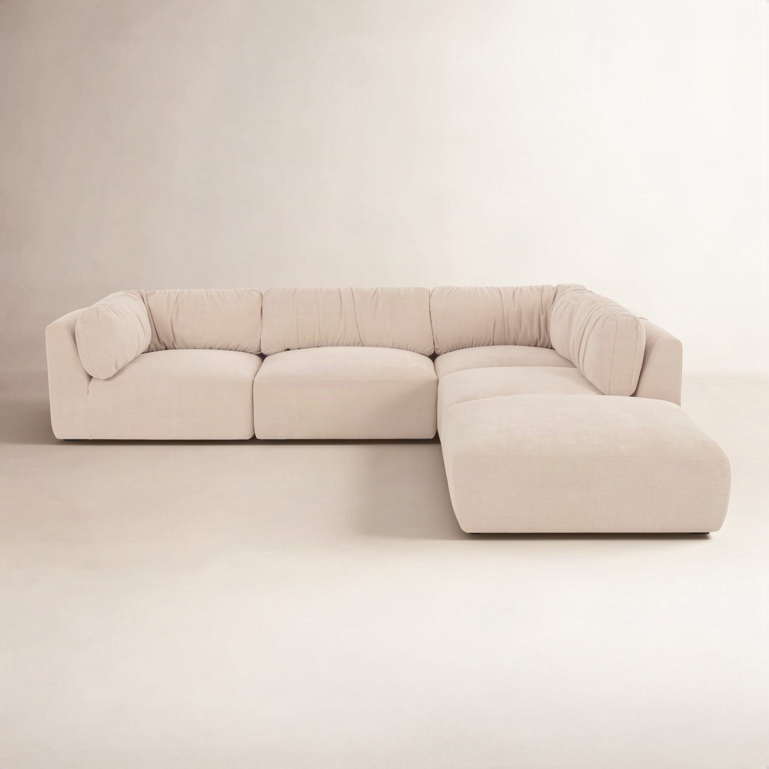 Colette Modular Corner Sectional, Beige Polyester