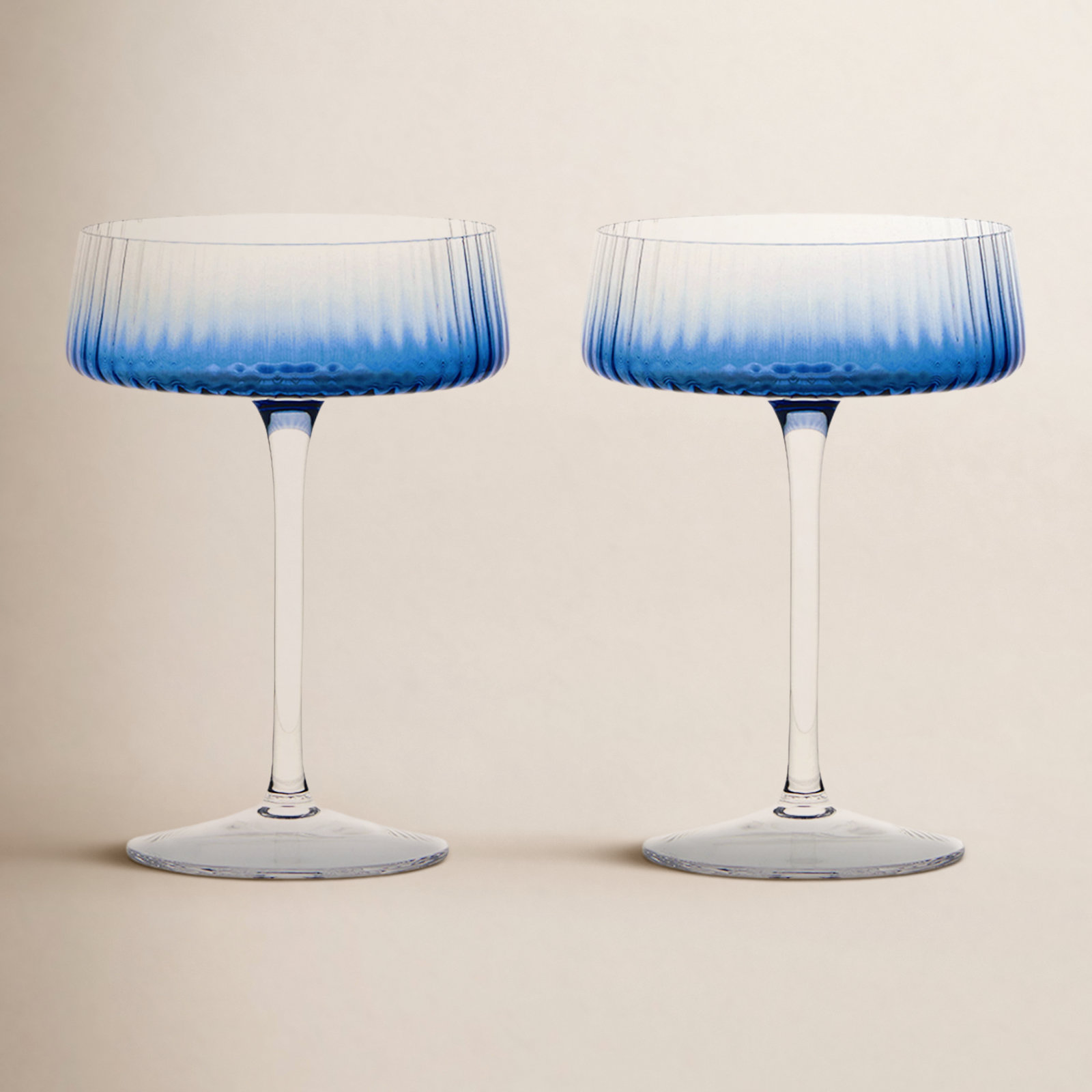 Zoya Ribbed Coupe Glass, Blue