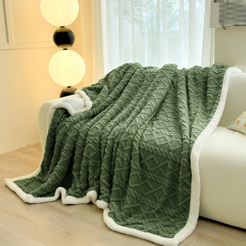 Couverture en molleton vert Sherpa, L 80 po x L 90 po, Vert