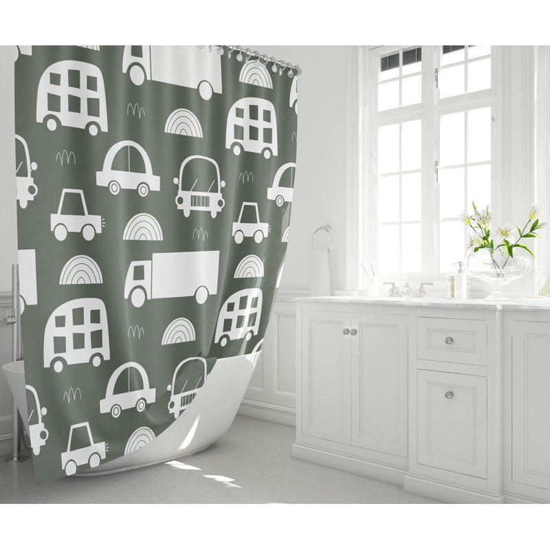 Traffic Ultra-Thin Lightweight Shower Curtain, Green/Chimichurri, 74"H x 71"W