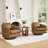 Genuine Leather Swivel Accent Chair with Solid Wood Base-122425417