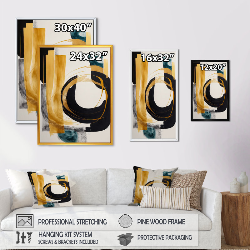 " Modern Green Deco III ", Black Floater Framed, 20" H x 12" W x 1" D