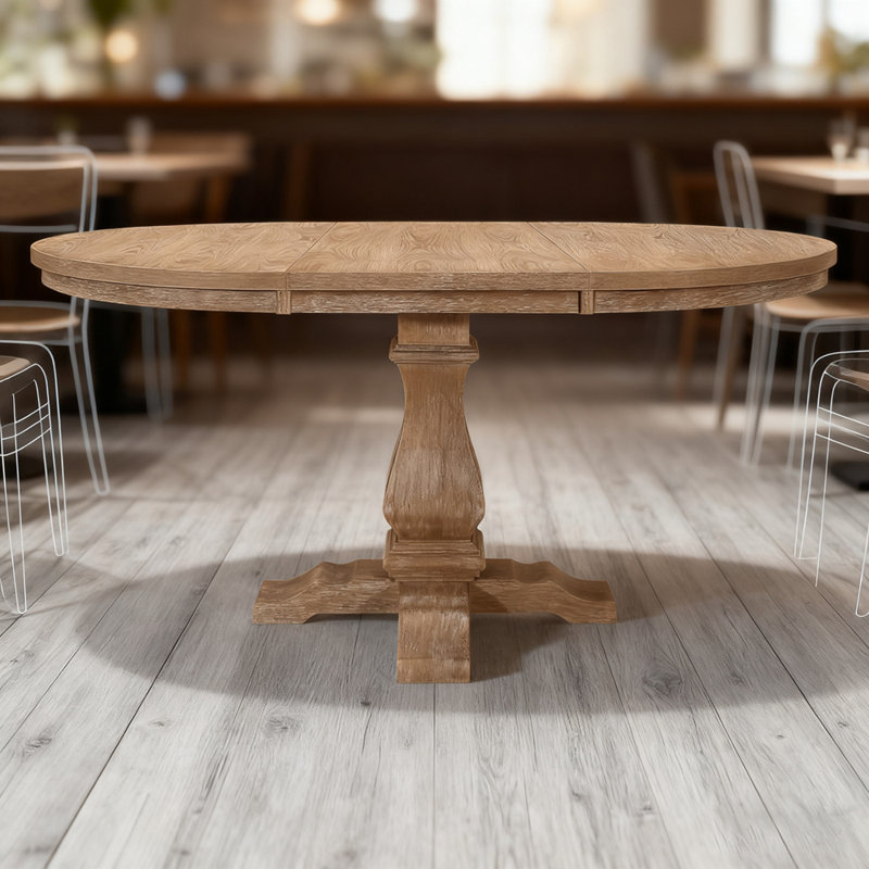 Oval Extendable Dining Table With Spacious Surface And Versatile Design, Perfect For Family Gatherings And Entertaining Guests.