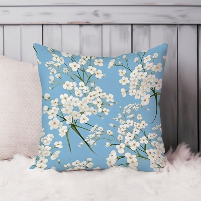 Floral White Flowers Pattern II Asian Throw Pillow Cover