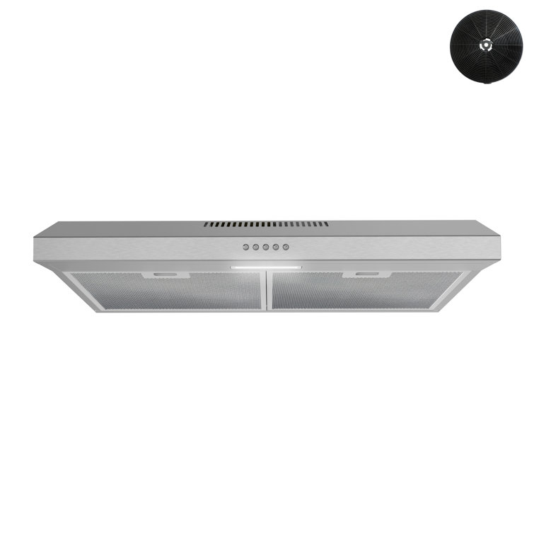 Streamline 30 In. T-3007-1-CL Scafati Convertible Undermount 80 CFM Range Hood In Brushed Stainless Steel With Mesh Filters, Push Button Control, LED Light