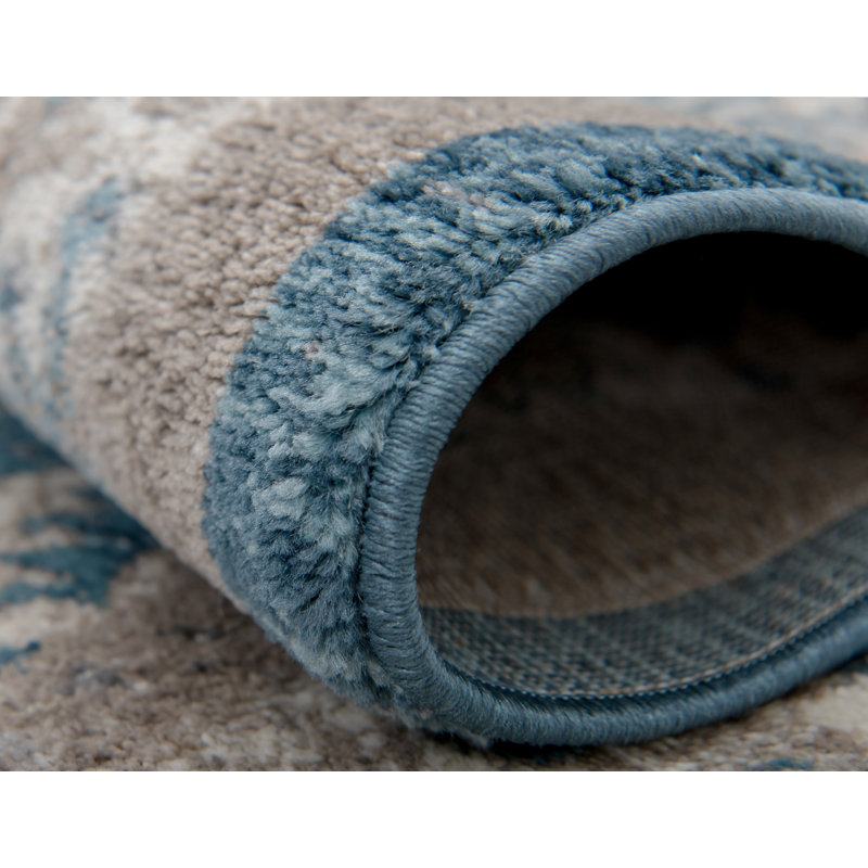 Tapis bleu / beige Patillo, Rectangle 2 pi x 3 pi 1 po