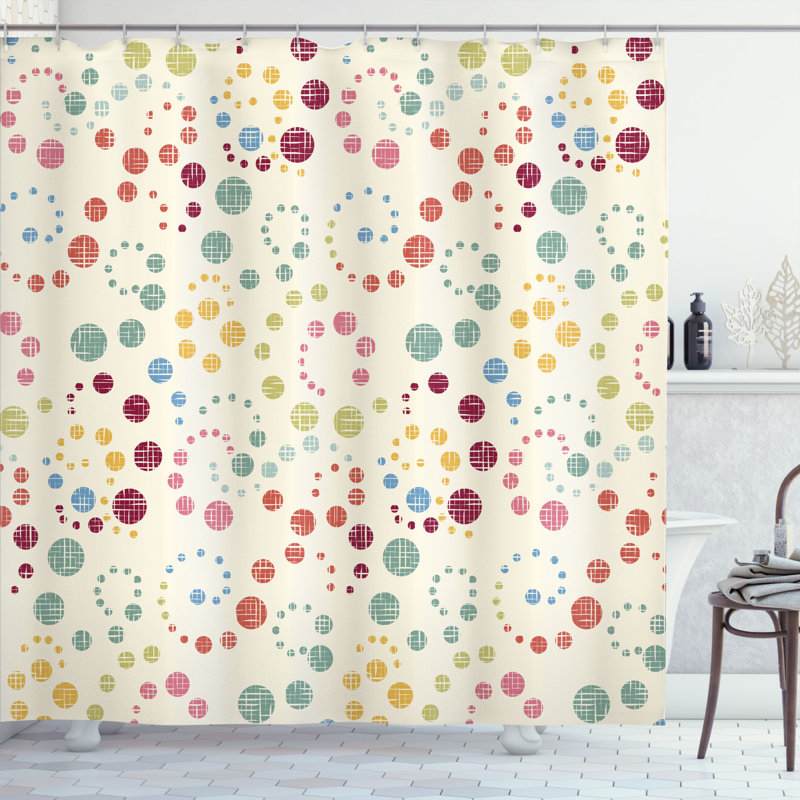 Ceil Blue Grunge Polka Dots Polyester Shower Curtain with Hooks