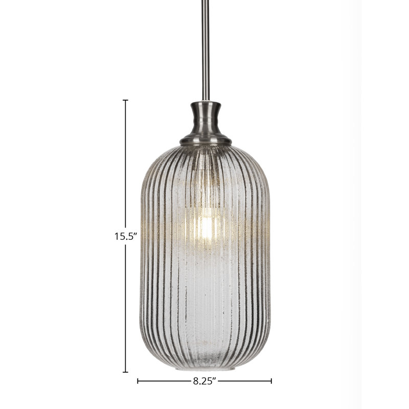 Carina 1-Light Pendant, Brushed Nickel, 15.5" H x 8.25" W x 8.25" D