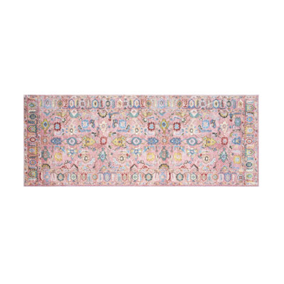 Tapis rose rembourré antidérapant 1/4 po de qualité supérieure rose Oushak