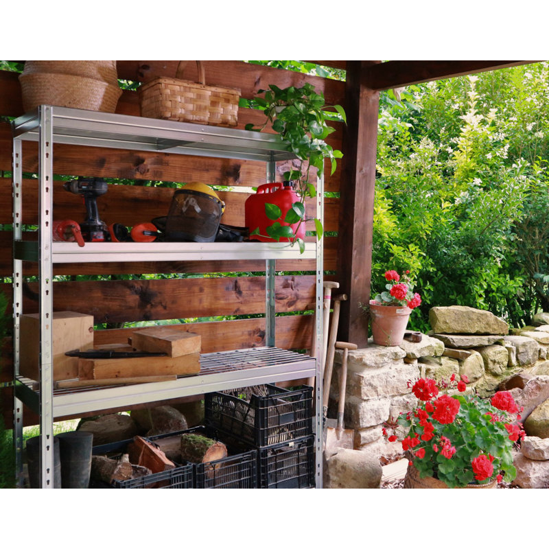 Galvanized Steel 4-Shelf Wire Deck Storage Unit