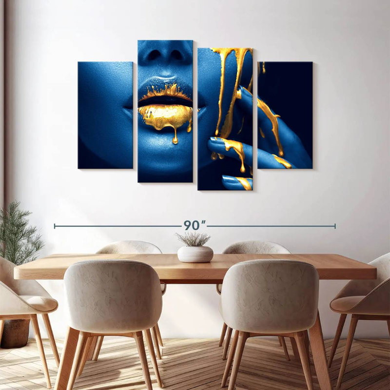 Impression sur toile 4 pièces, H 48 po x l 75 po x P 1,25 po