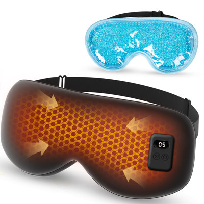 Hothugz 2-in-1 Heated & Cooling Eye Mask, 5 Temp Settings. Rechargeable Silk Compress For Dry Eyes & Sleep, Washable (2-pack)