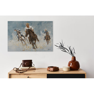 Hand -painted acrylic painting of polo game