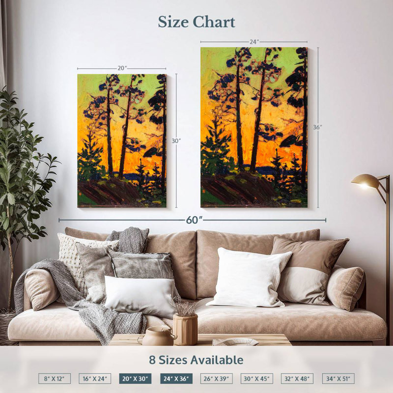 Harnek Pine Trees At Sunset, 36" H x 24" W