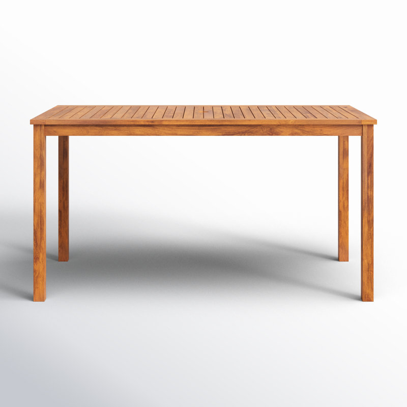 Avaley Rectangular Acacia Outdoor Dining Table With Umbrella Hole , 57'' in. W 30'' in. D
