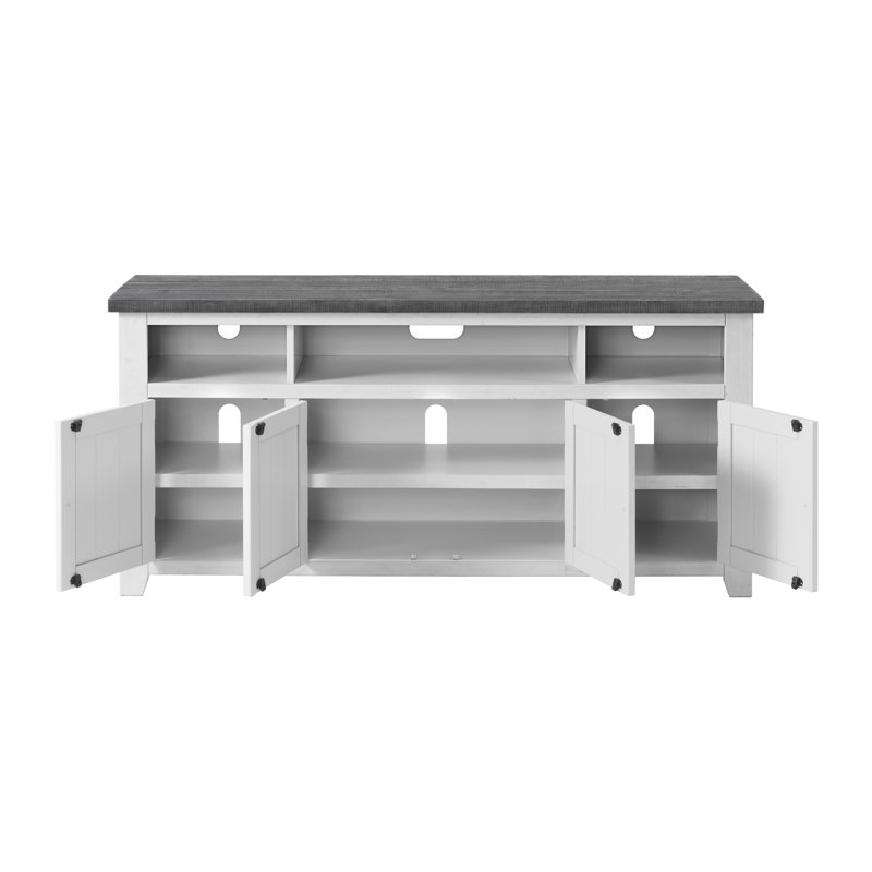 Meuble télé 65 po avec rangement Worden, Teinture blanche / gris