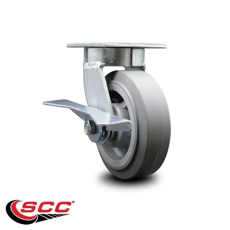 Roue pivotante en caoutchouc 6 po Kingpinless