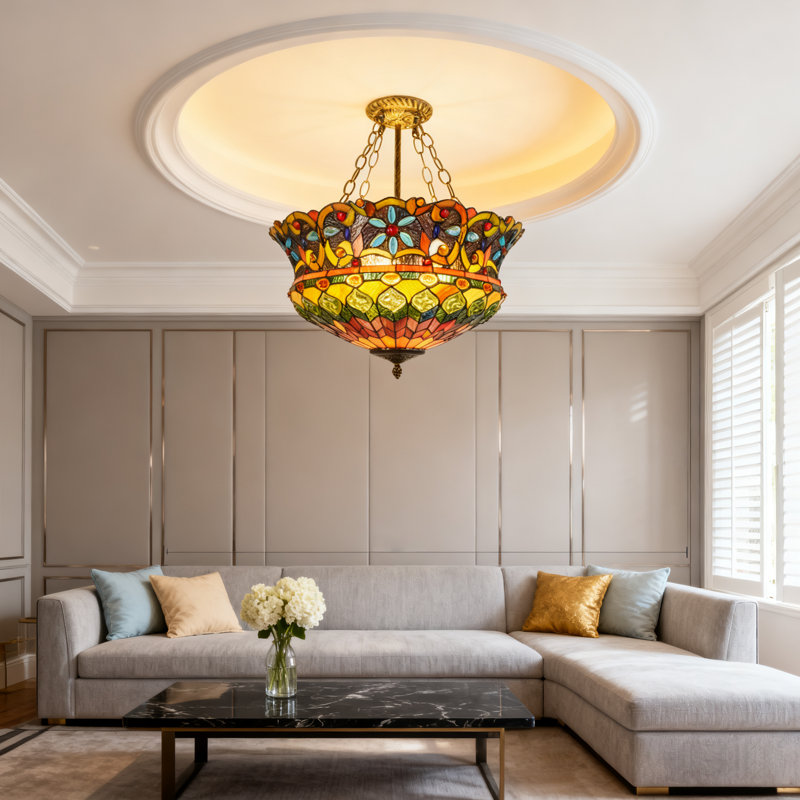 Luminaire suspendu unique à 5 lumières bronze