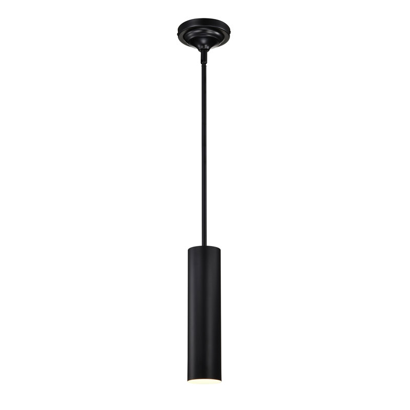 1-light Matte Black Modern Mini Pendant Light With Cylindrical Metal Shade