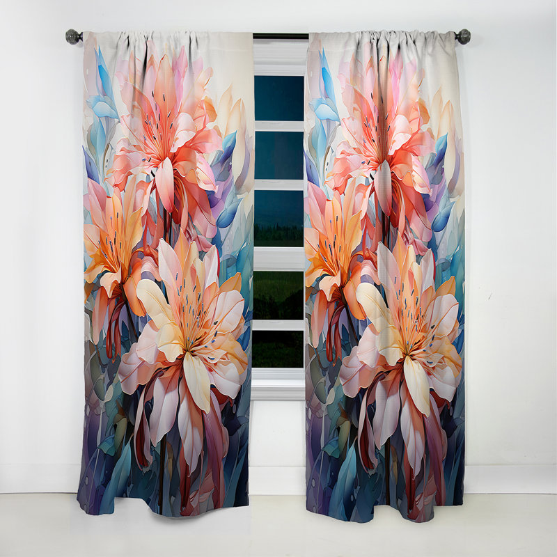 Joyful Tropical Hibiscus Bouquet - Hibiscus Curtain - Blackout Floral Curtain - 1 Panels, 52" W x 84" L