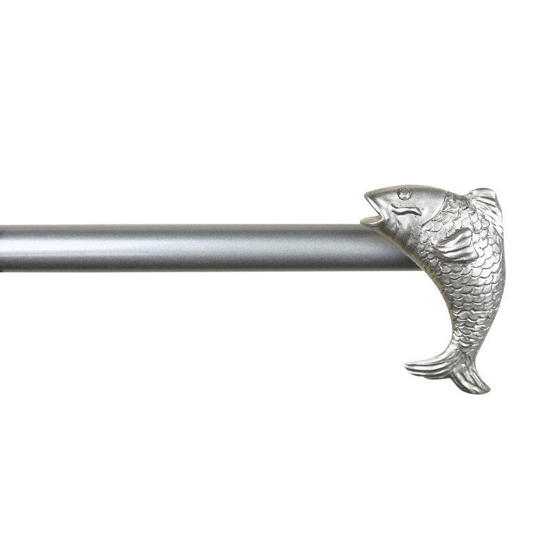 Tringle à rideaux simple ajustable Visalia Fish, 28 po à 48 po, Étain