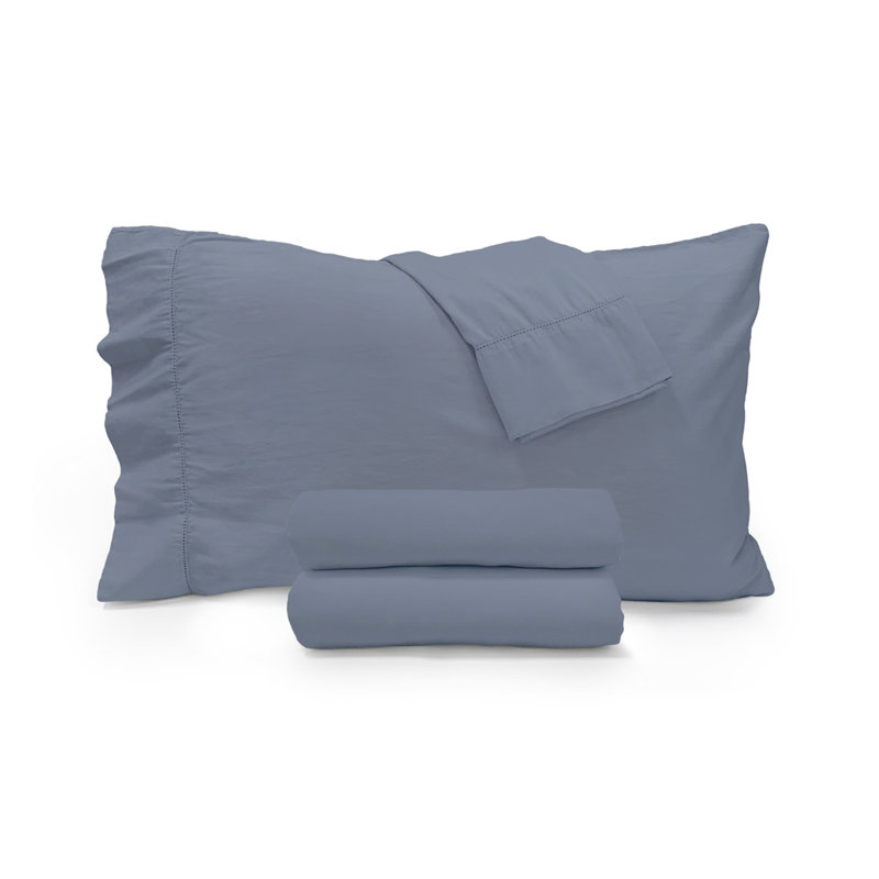 Twin Flax Linen Cotton Sateen Sheet Set