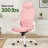 Ergonomic Office Chair With Adjustable Headrest And Lumbar Support, High Back Design For Comfortable Home Or Study Use, White & Pink