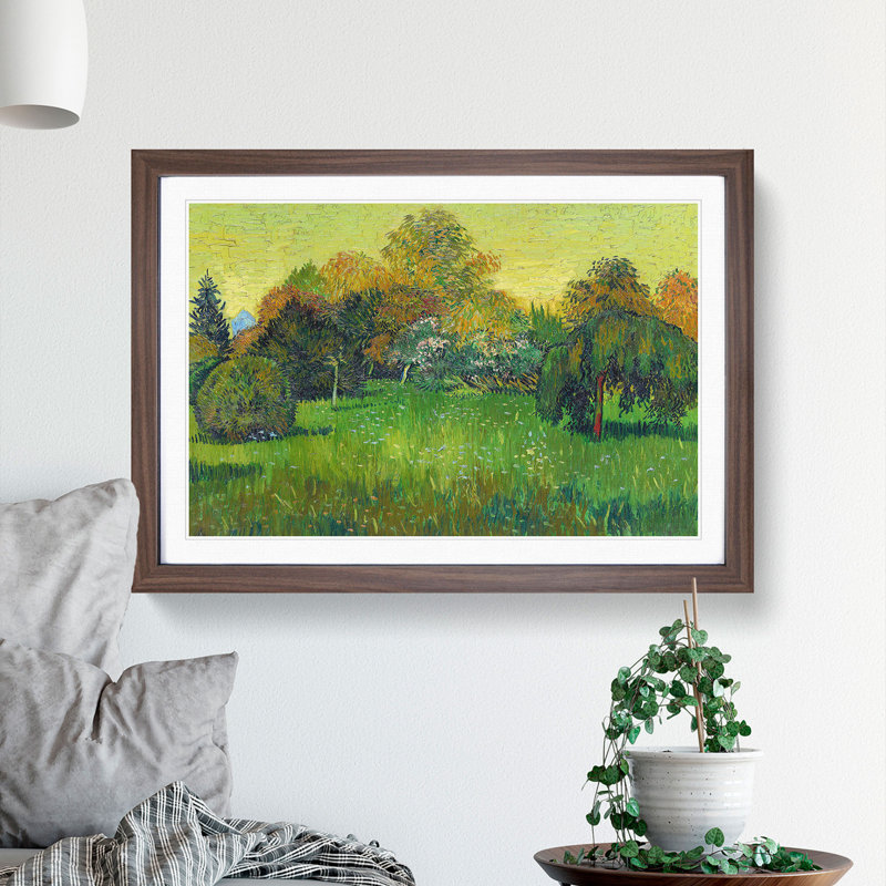 The Poets Garden by Vincent Van Gogh - Picture Frame Painting, 36cm H x 48cm W x 2cm D, Walnut Framed