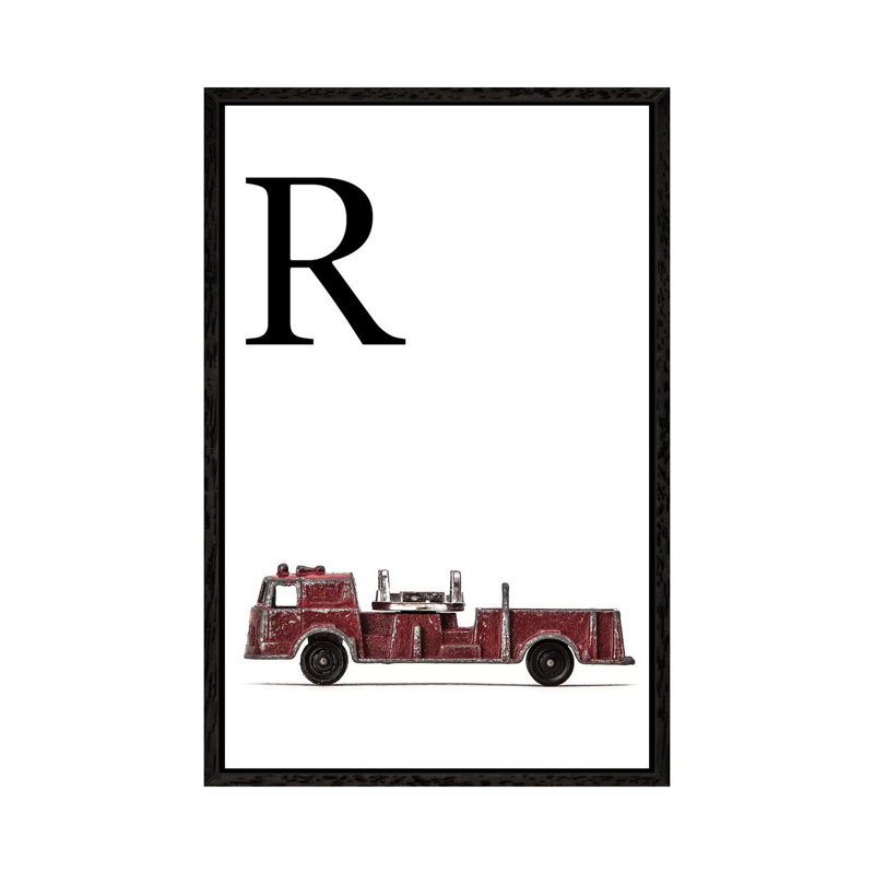 R Fire Engine Letter - Print on Canvas, 66.04 cm H x 45.72 cm W, Black Framed